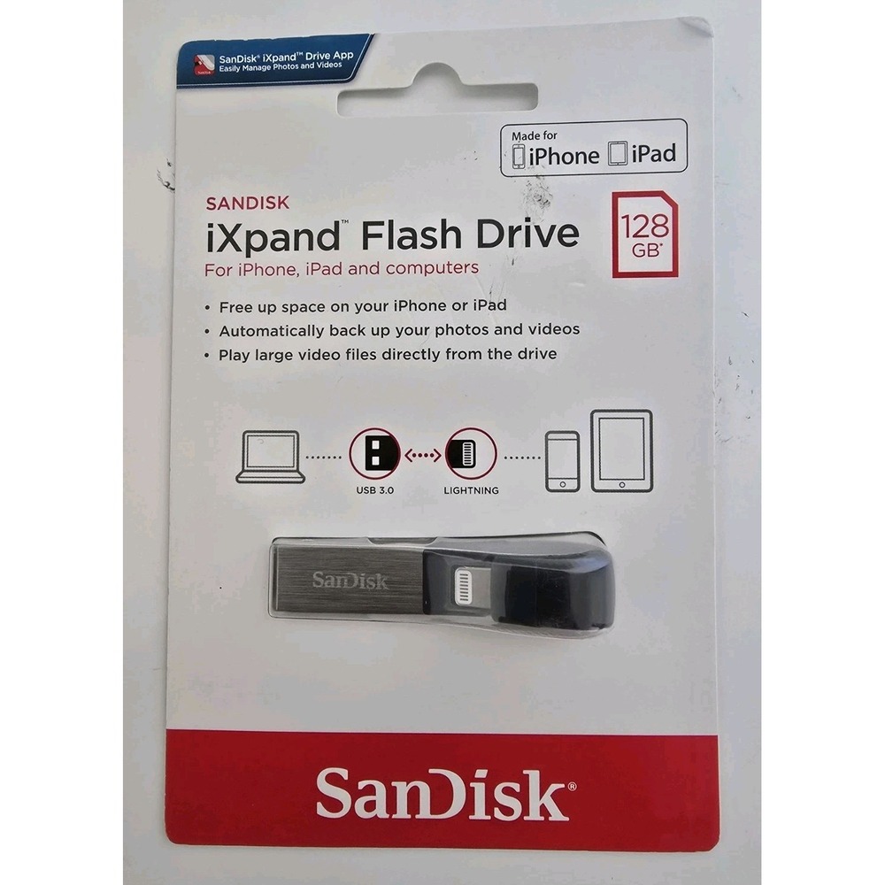 Sandisk iXpand Flash Drive 128GB USB 3.0 for iPhone/iPad SDIX30C New Sealed